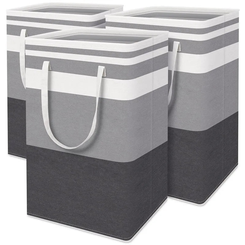 1pc Grey Large Capacity Waterproof Cotton Linen Dirty Clothes Basket Simplified Clothes Sundrie Storage Box Foldable Storage Bag Leedoar