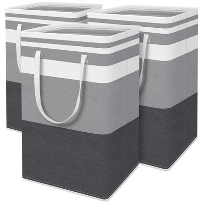 1pc Grey Large Capacity Waterproof Cotton Linen Dirty Clothes Basket Simplified Clothes Sundrie Storage Box Foldable Storage Bag Leedoar