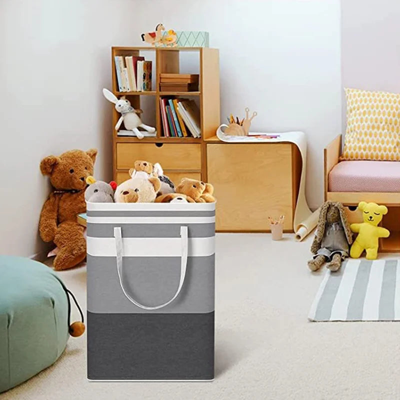 1pc Grey Large Capacity Waterproof Cotton Linen Dirty Clothes Basket Simplified Clothes Sundrie Storage Box Foldable Storage Bag Leedoar