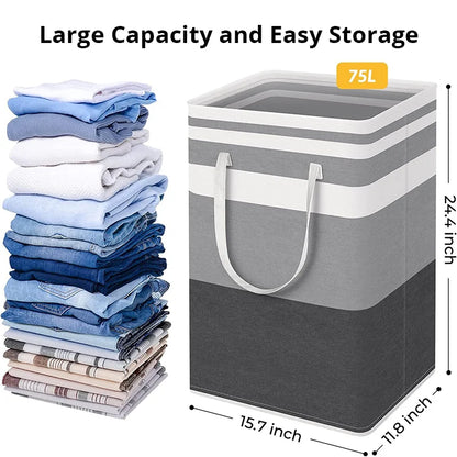 1pc Grey Large Capacity Waterproof Cotton Linen Dirty Clothes Basket Simplified Clothes Sundrie Storage Box Foldable Storage Bag Leedoar