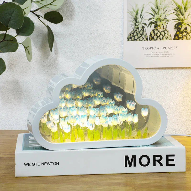 1pc Handmade DIY Creative Gift Tulip Flower Sea Night Atmosphere Lamp Gifts For Halloween Christmas Birthdays Girlfriend Leedoar