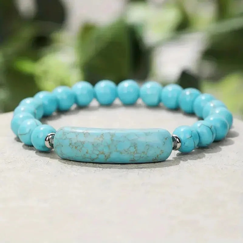 1pc Healing Handmade Stone Bracelet Turquoise Natural Malachite Gemstone Crystal Rough Bracelet Body Energy Yoga Leedoar