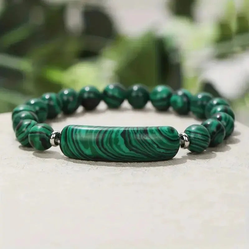 1pc Healing Handmade Stone Bracelet Turquoise Natural Malachite Gemstone Crystal Rough Bracelet Body Energy Yoga Leedoar