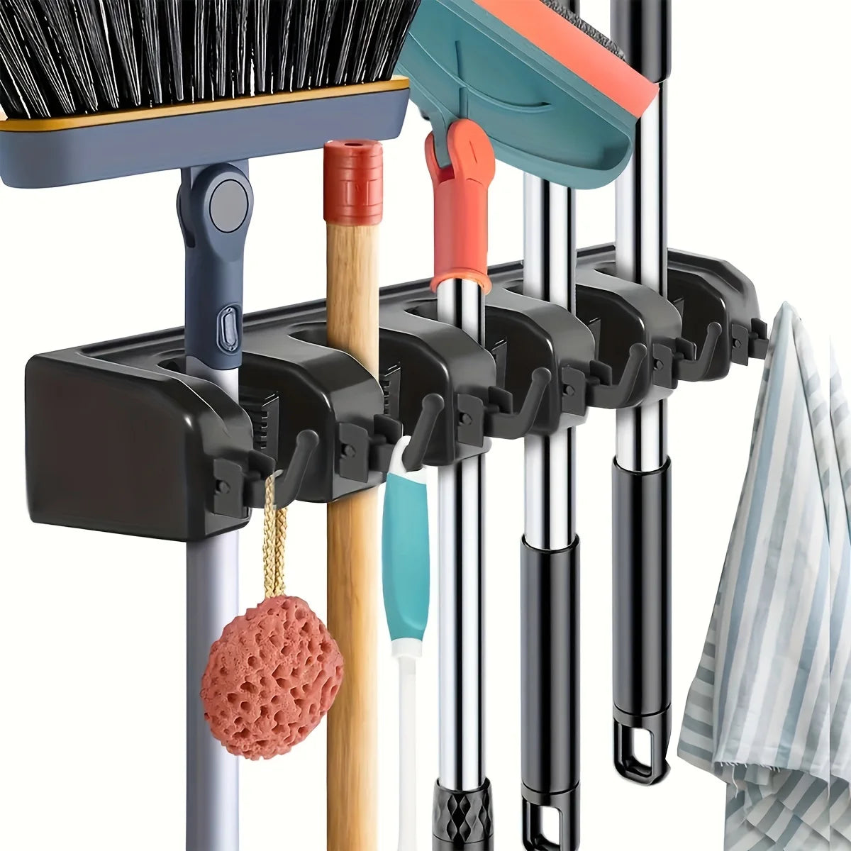 1pc Heavy Duty Mop and Broom Holder Wall Mount - Garage and Laundry Room Storage Rack Leedoar