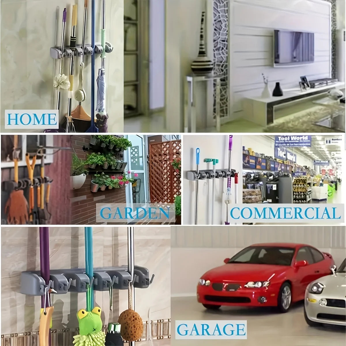 1pc Heavy Duty Mop and Broom Holder Wall Mount - Garage and Laundry Room Storage Rack Leedoar