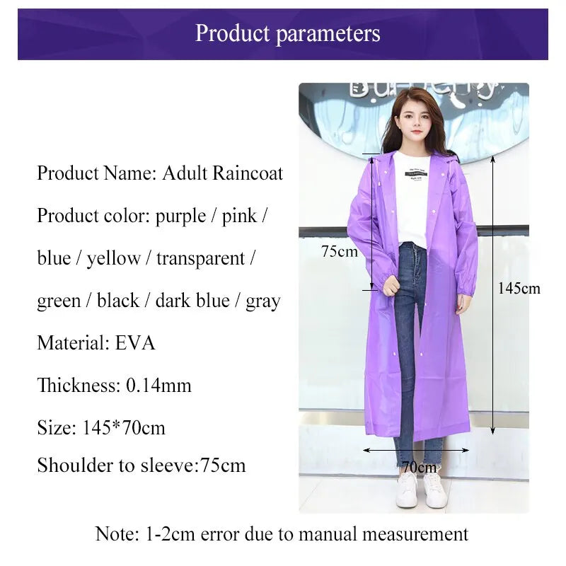 1pc Hooded Rain Coat Women Men Impermeable Thickened Waterproof Tourism Outdoor Hiking Rain Poncho Outdoor Products Leedoar