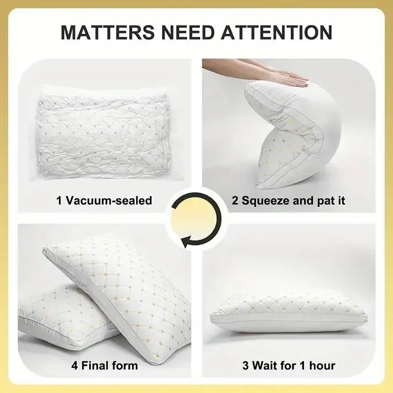 1pc Hotel's Same Feather Cotton Pillow Core Three-dimensional Neck Pillow For Sleeping Bedroom Dormitory Hotel Applicable Leedoar