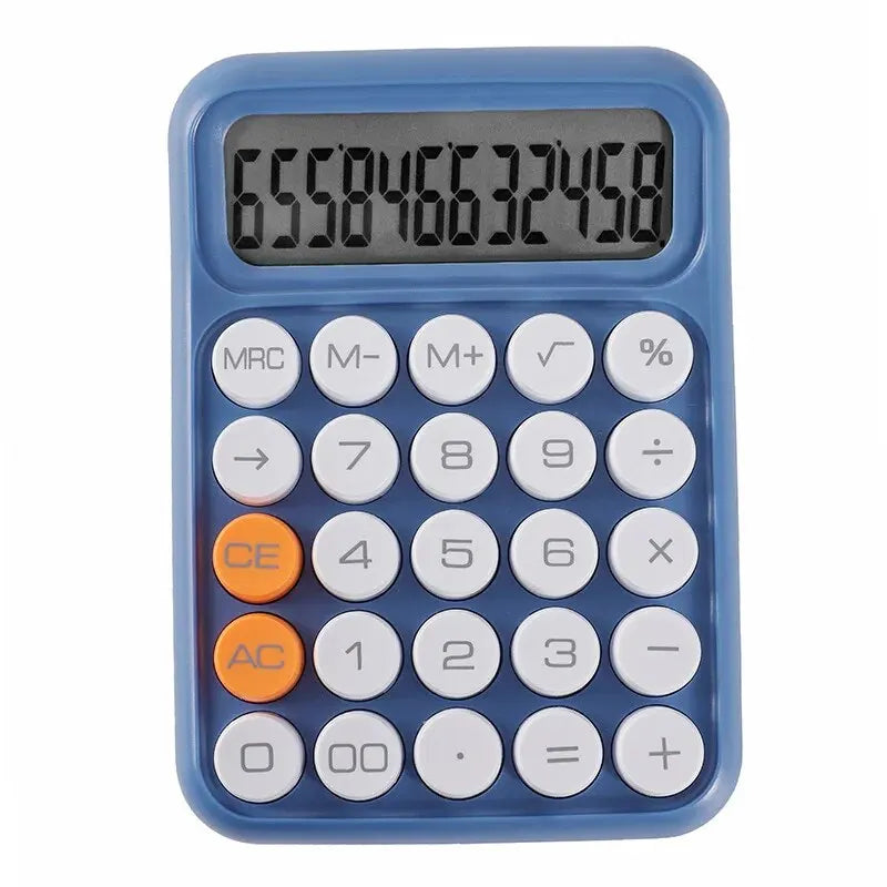 1 calculadora con teclado para oficina, calculadora mecánica de 12 dígitos, calculadora bonita de color caramelo, papelería de escritorio 