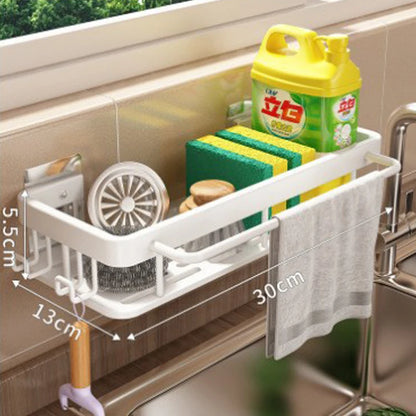 1pc Kitchen Aluminium Sink Drain Rack Shelf Basket Organizer Kitchen Accessories Sponge Storage Faucet Holder Soap Drainer Leedoar