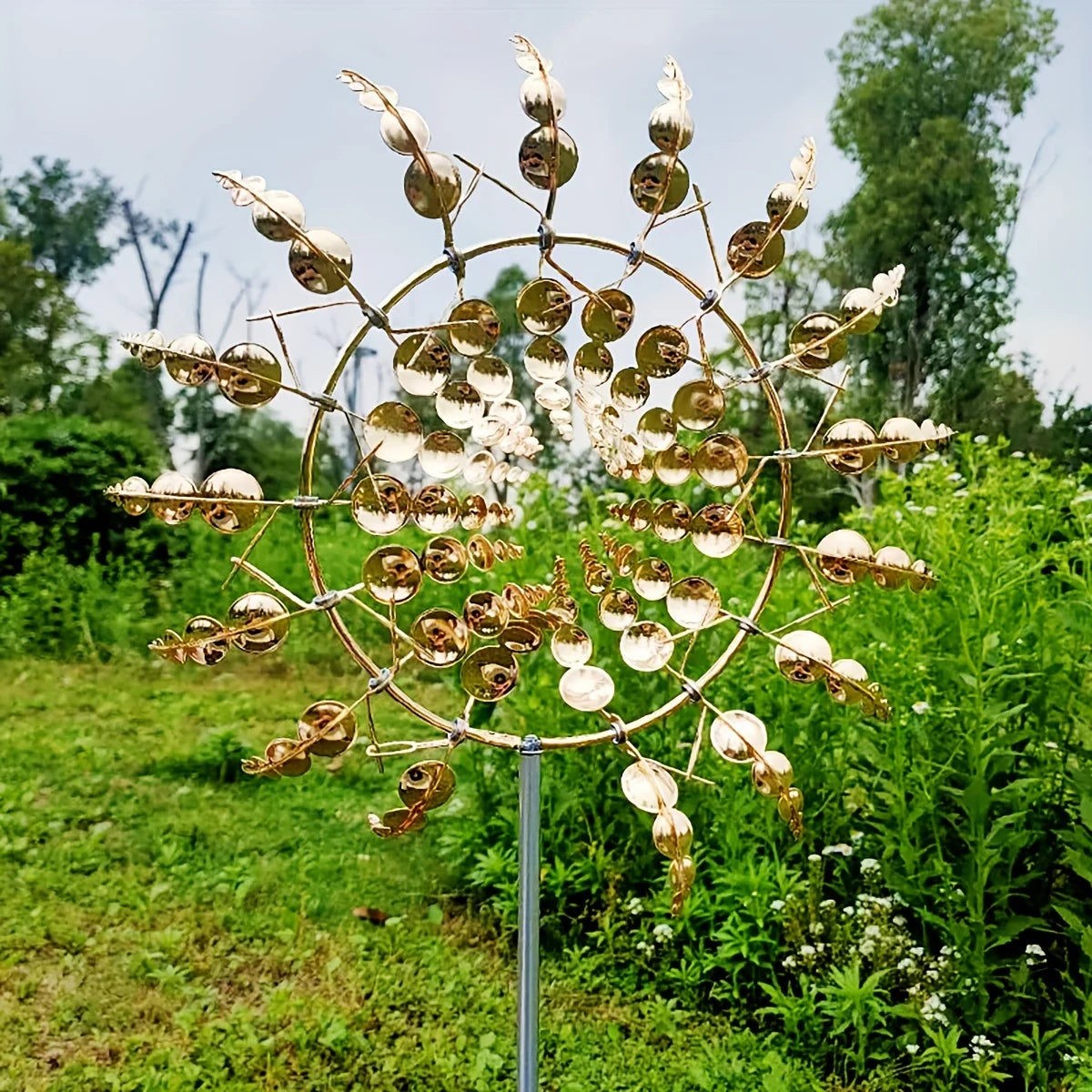 1pc Magical Kinetic Metal Windmill Spinner Unique Wind Powered Catchers Criativo Pátio Jardim Gramado Decoração de Pátio ao Ar Livre 