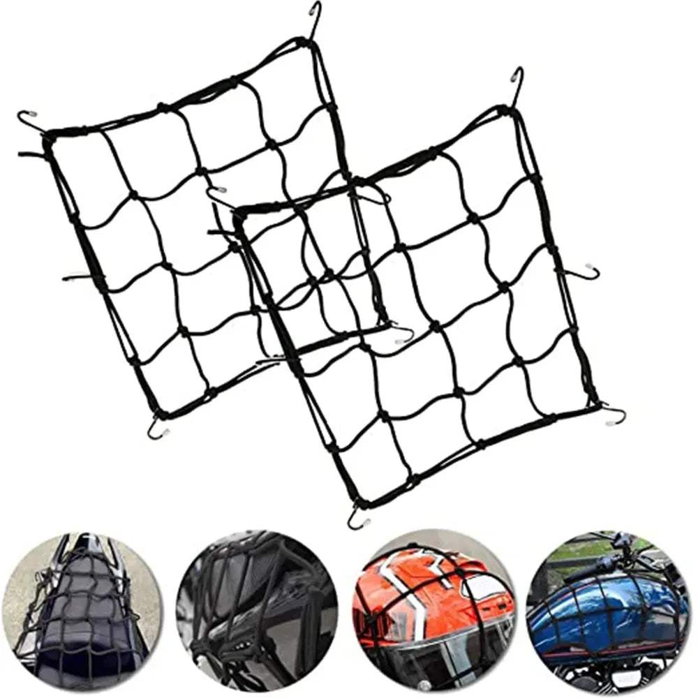 1pc Motorcycle Luggage Net Bike 6 Hooks Hold down Fuel Tank Luggage Mesh Web Bungee Black Motorcycle Bike Tank Car Styling Leedoar