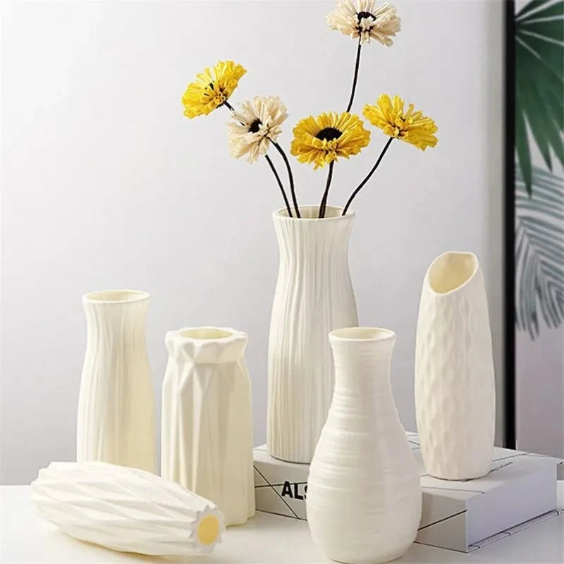 1pc Nordic Plastic Vase Simple Small Fresh Flower Pot Storage Bottle for Flowers Living Room Modern Home Decorations Ornaments Leedoar