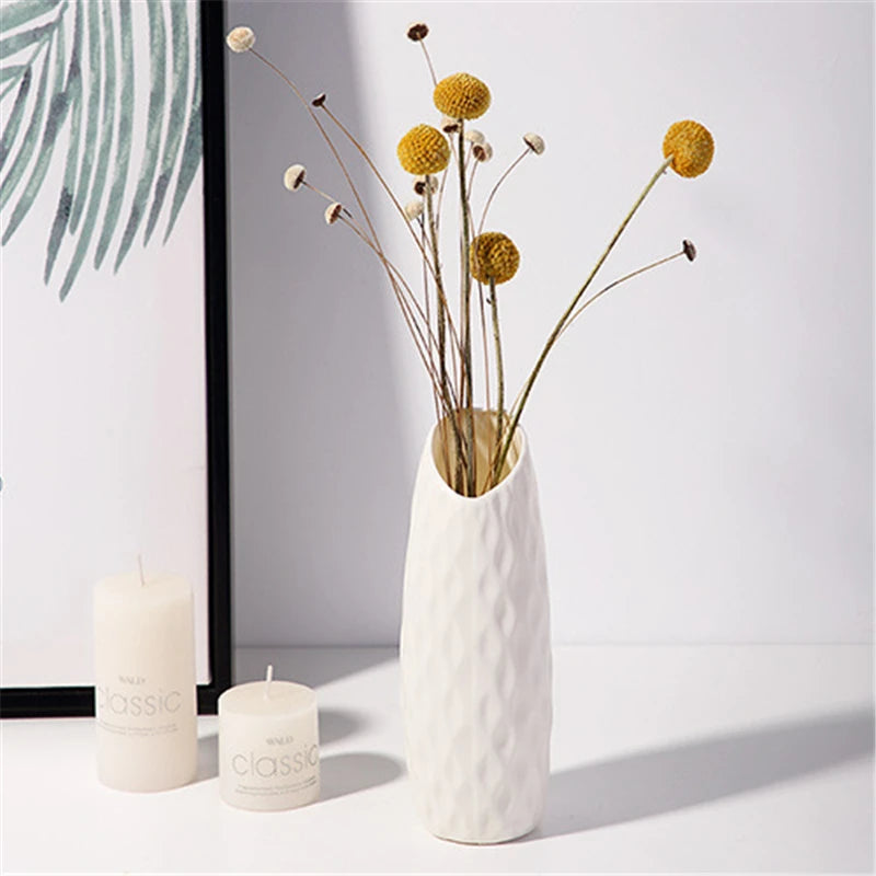 1pc Nordic Plastic Vase Simple Small Fresh Flower Pot Storage Bottle for Flowers Living Room Modern Home Decorations Ornaments Leedoar