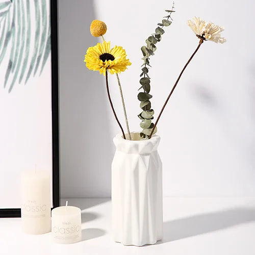 1pc Nordic Plastic Vase Simple Small Fresh Flower Pot Storage Bottle for Flowers Living Room Modern Home Decorations Ornaments Leedoar