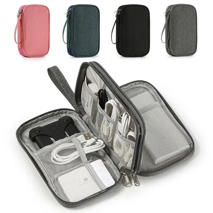 1pc Pink/Grey/Black/Navy Travel Portable Digital Product Storage Bag USB Data Cable Organizer Headset Charging Treasure Box Bag Leedoar