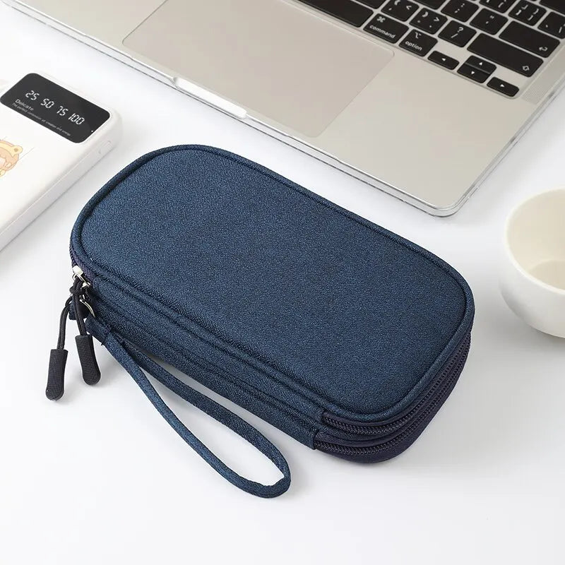 1pc Pink/Grey/Black/Navy Travel Portable Digital Product Storage Bag USB Data Cable Organizer Headset Charging Treasure Box Bag Leedoar