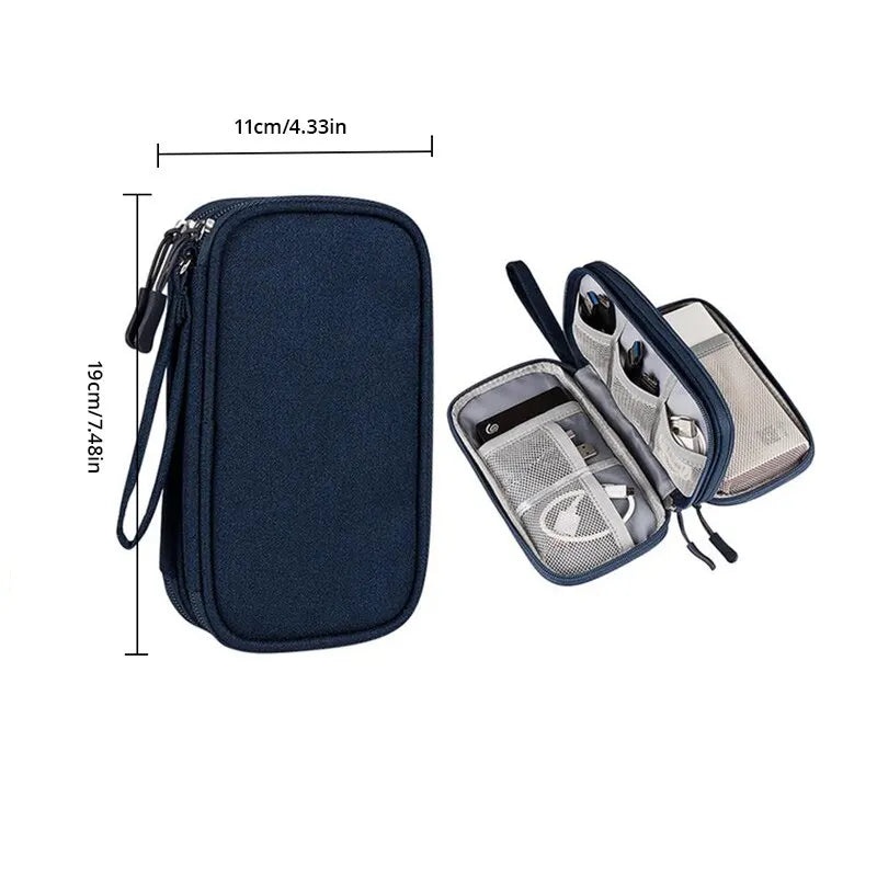 1pc Pink/Grey/Black/Navy Travel Portable Digital Product Storage Bag USB Data Cable Organizer Headset Charging Treasure Box Bag Leedoar