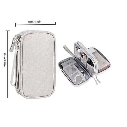 1pc Pink/Grey/Black/Navy Travel Portable Digital Product Storage Bag USB Data Cable Organizer Headset Charging Treasure Box Bag Leedoar