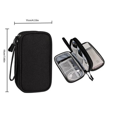 1pc Pink/Grey/Black/Navy Travel Portable Digital Product Storage Bag USB Data Cable Organizer Headset Charging Treasure Box Bag Leedoar