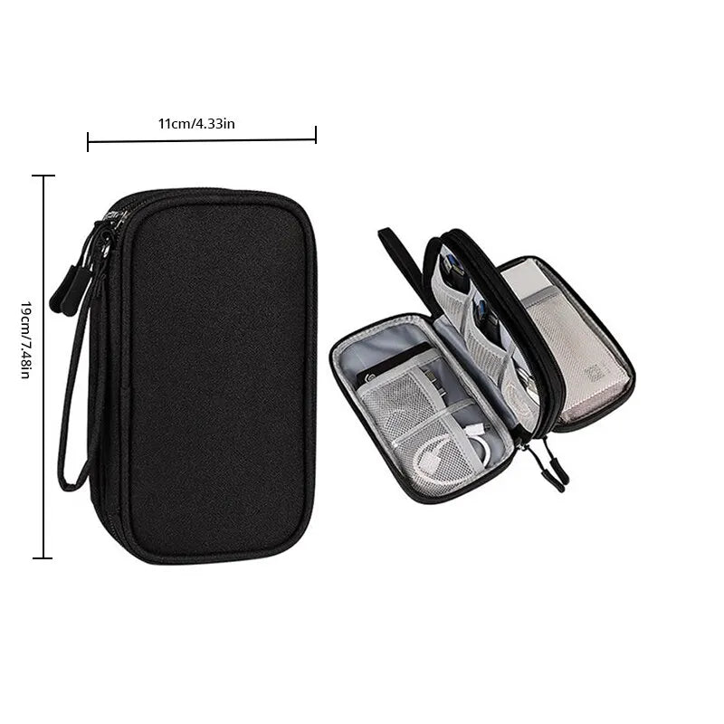 1pc Pink/Grey/Black/Navy Travel Portable Digital Product Storage Bag USB Data Cable Organizer Headset Charging Treasure Box Bag Leedoar