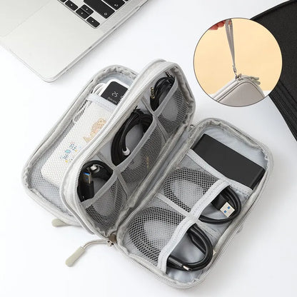 1pc Pink/Grey/Black/Navy Travel Portable Digital Product Storage Bag USB Data Cable Organizer Headset Charging Treasure Box Bag Leedoar