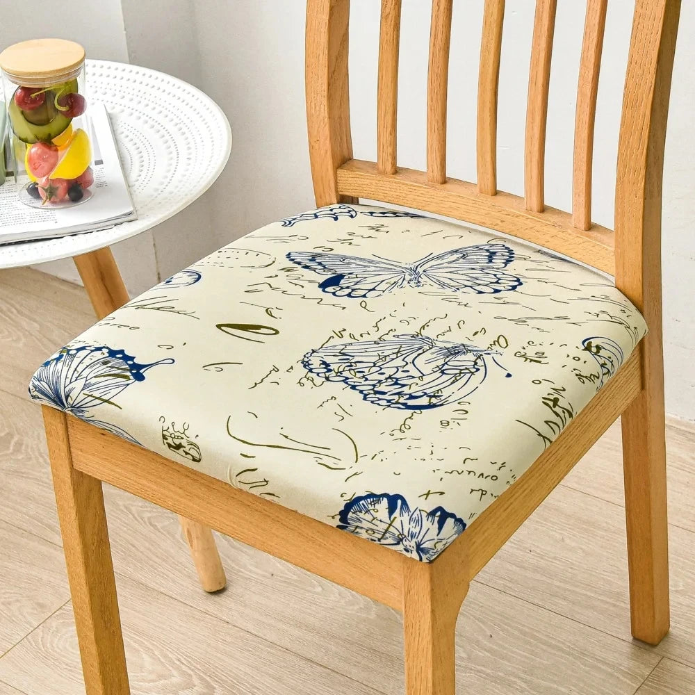 1 funda para asiento de silla de comedor estampada, elástica, extraíble, lavable, tapizada, protector para asiento de silla 