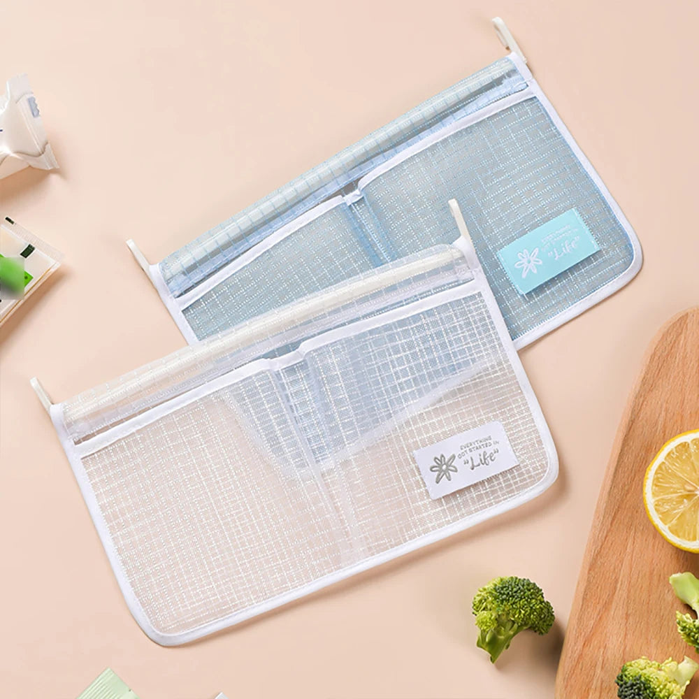 1pc Refrigerator Door Organizer, Fridge Hanging Mesh Bag For Kitchen Storage Bag Leedoar