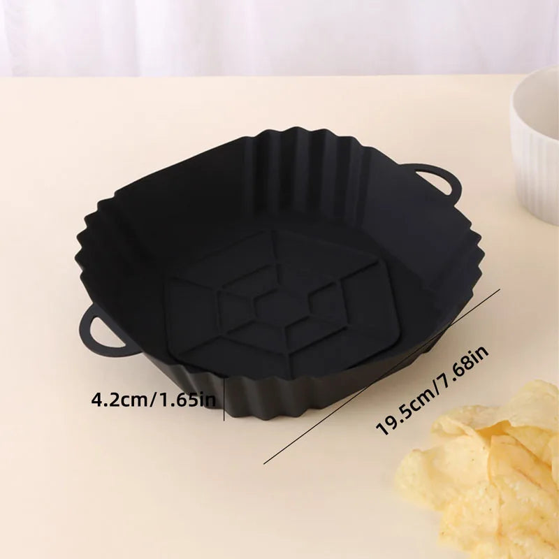 1pc Silicone Air Fryer Pot Tray With Handle, Square Air Fryer Baking Pan, Reusable Air Fryer Liner For Kitchen Baking Leedoar