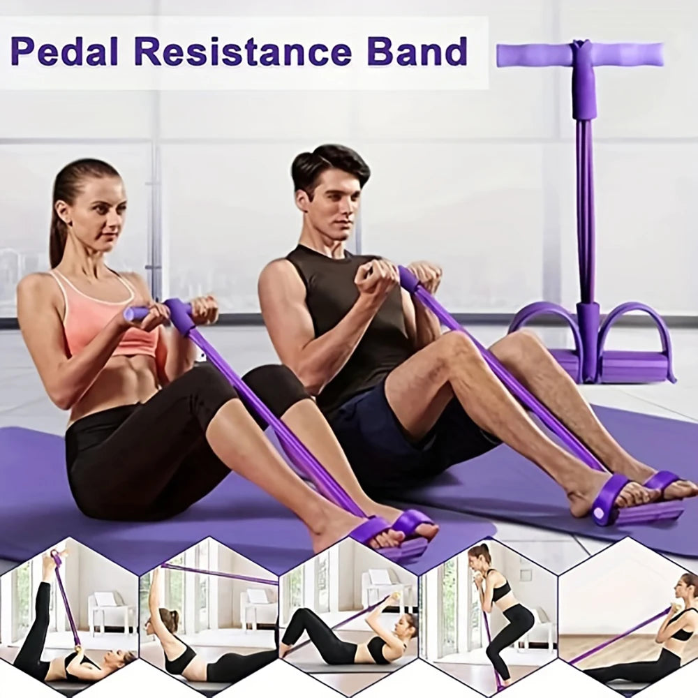 1pc Slim & Tone Your Entire Body with Pedal Resistance Bands - Yoga Equipment for Abdomen, Waist, Arm & Leg Stretching! Leedoar