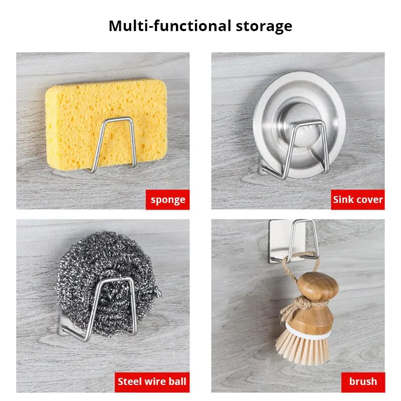 1pc Stainless Steel Sink Sponge Rack For Sponge Steel Wire Ball Draining Paste The Inner Wall Of The Sink Kitchen Supplies Leedoar