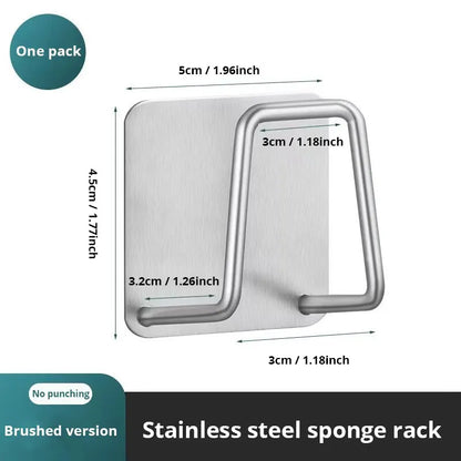 1pc Stainless Steel Sink Sponge Rack For Sponge Steel Wire Ball Draining Paste The Inner Wall Of The Sink Kitchen Supplies Leedoar