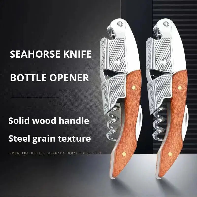 1pc Stainless Steel Wood Handle Wine Corkscrew Professional Wine Opener Portable Screw Corkscrew Multifunction Beer Cap Bottle Leedoar