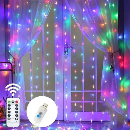 1pc USB 3x3/3*2/3*1 LED Cortina Luzes de Quarto Guirlanda de Natal Luz de Fada Festão Casamento Casa Decoração de Quarto Iluminação 