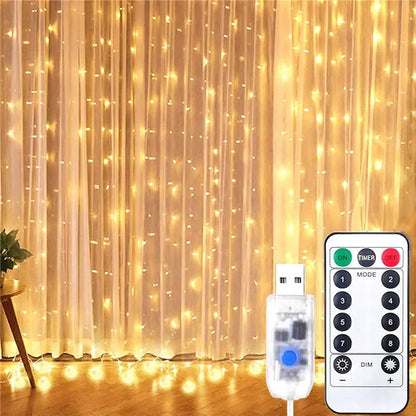 1pc USB 3x3/3*2/3*1 LED Cortina Luzes de Quarto Guirlanda de Natal Luz de Fada Festão Casamento Casa Decoração de Quarto Iluminação 