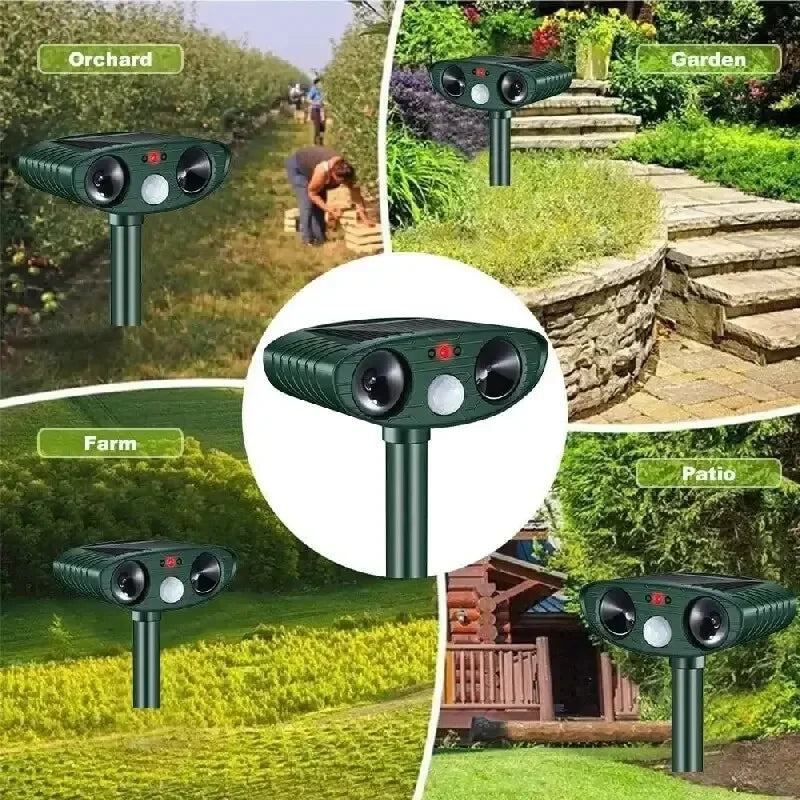 1pc Ultrasonic Animal Repellant Cat Dog Repellant Solar Powered Rechargeable Garden Waterproof Animal Deterrent For Farm Yard Leedoar