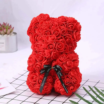 1pc Dia dos Namorados Presente Criativo Rosa Urso Caixa de Presente PE Flor Romântico Espuma Urso Abraço Urso 