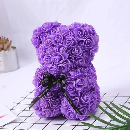 1pc Dia dos Namorados Presente Criativo Rosa Urso Caixa de Presente PE Flor Romântico Espuma Urso Abraço Urso 