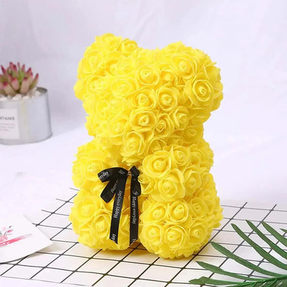 1pc Dia dos Namorados Presente Criativo Rosa Urso Caixa de Presente PE Flor Romântico Espuma Urso Abraço Urso 