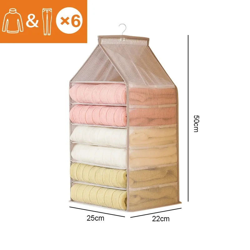 1pc Wardrobe Hanging Storage Bag Cabinet Organizer For Pants Socks T-Shirt Underwear Organizer Hanging Closet Organizer Leedoar