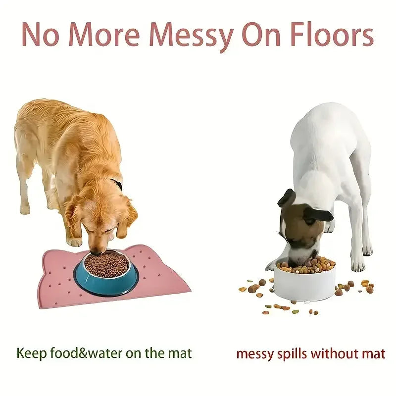 1pc Waterproof Silicone Pet Food Mat - Non-Slip Easy To Clean Perfect For Dogs And Cats Leedoar