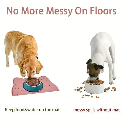 1pc Waterproof Silicone Pet Food Mat - Non-Slip Easy To Clean Perfect For Dogs And Cats Leedoar