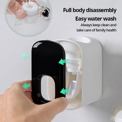 1pc Waterproof Toothpaste Squeezer Automatic Toothpaste Dispenser Wall Mount Bathroom Bathroom Accessories Toothbrush Holder Leedoar