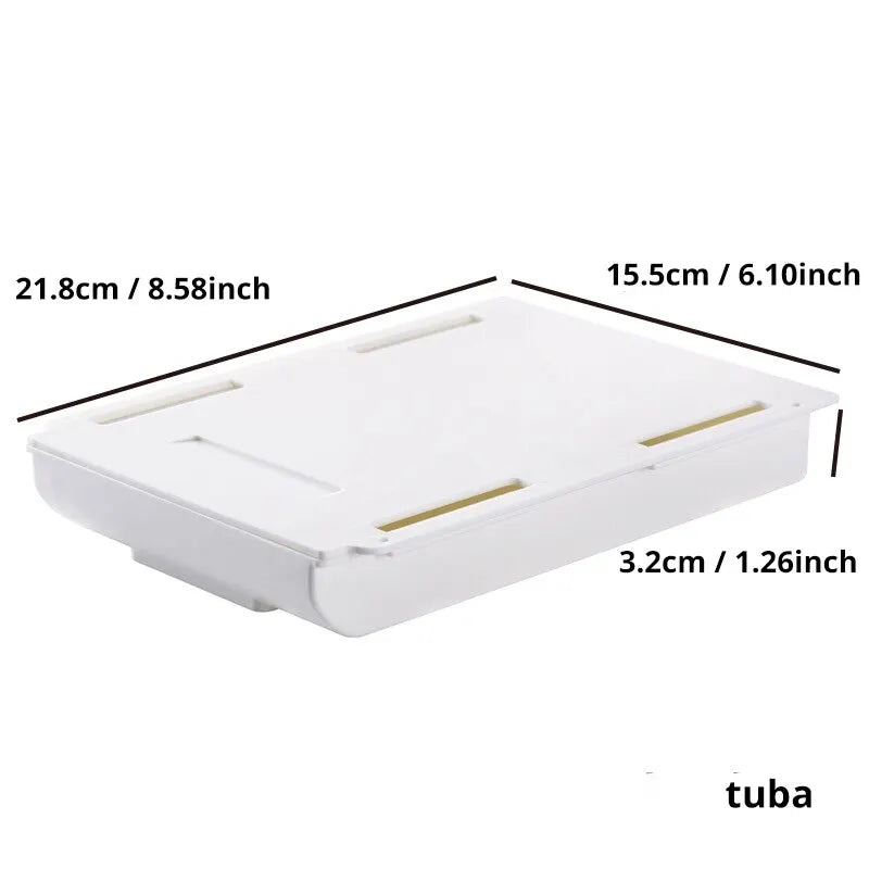 1pc White SelfAdhesive Storage Drawer Box Makeup Pencil Tray Desk Hidden Under Desk Stand Self-adhesive Under-drawer Storage Box Leedoar