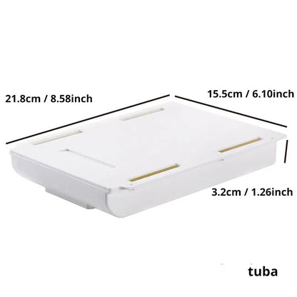 1pc White SelfAdhesive Storage Drawer Box Makeup Pencil Tray Desk Hidden Under Desk Stand Self-adhesive Under-drawer Storage Box Leedoar