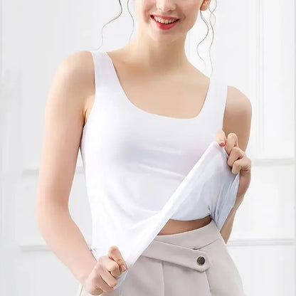 1pc Women Summer Ice Silk Seamless Outside Inside With A All-fit Sleeveless Modal Slimming Suspenders Leedoar