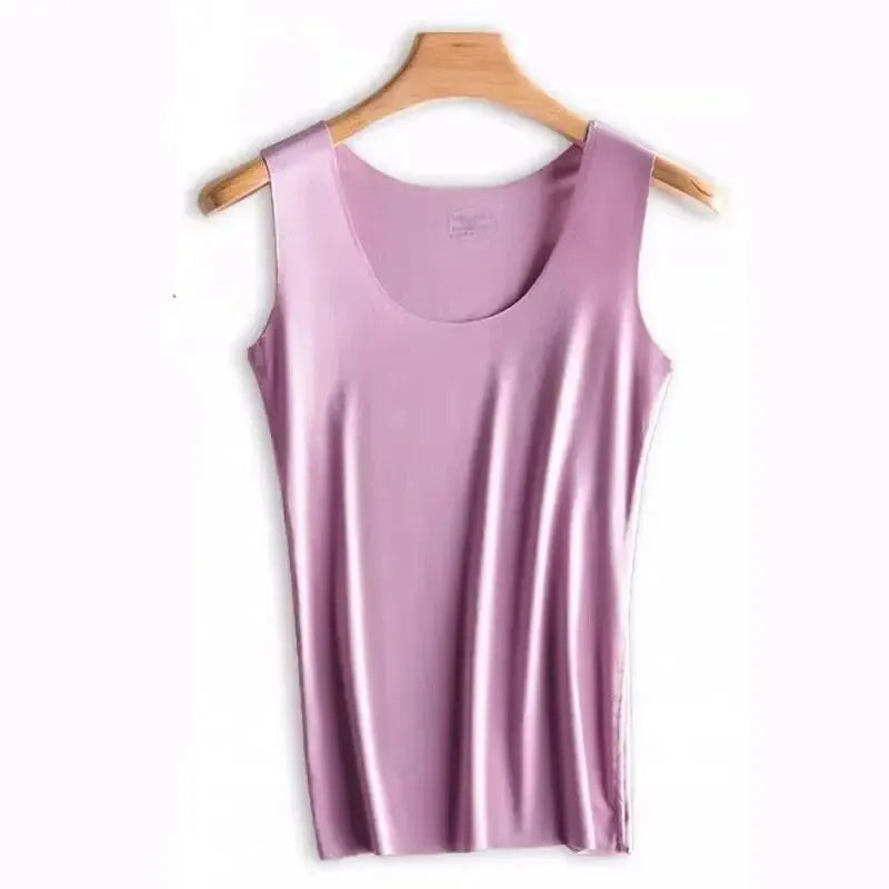 1pc Women Summer Ice Silk Seamless Outside Inside With A All-fit Sleeveless Modal Slimming Suspenders Leedoar