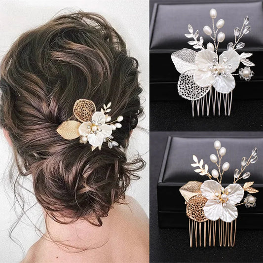 1pc bridal headdress gold leaf hair comb bridal headdress insert comb jewelry