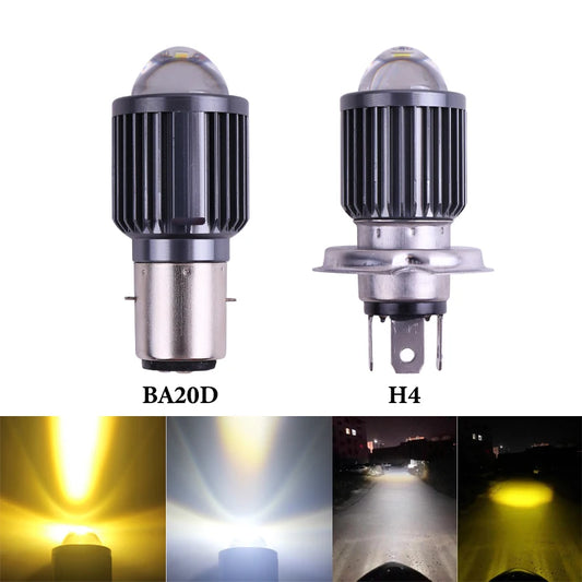 1pcs H4 BA20D Motorcycle Headlight Moto Led Bulbs CSP Chip Hi Lo Lens H4 Lamp Fog Lights Scooter Moto Accessories Headlamp 12V Leedoar