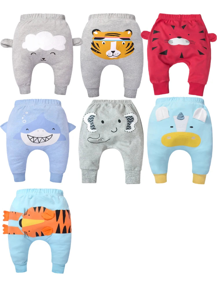 1pcs Random Baby Harlan Pants for Boys and Girls, Small Animal Pants for Spring and Autumn CHILDREN'S ClothingChild Accessories Leedoar