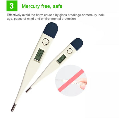 1pcs Thermometer for Fever Digital Basal Body Oral Armpit or Rectal Electronic LCD Display High-Precision Measurement Smart Heat Leedoar